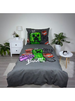 POŚCIEL 140x200 MINECRAFT CREEPER BOOM 100% BAWEŁNA 2