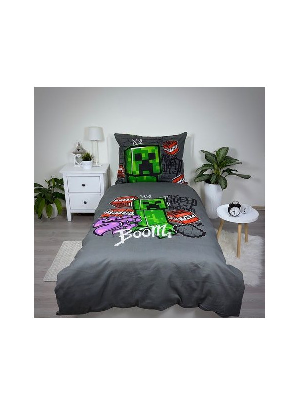 POŚCIEL 140x200 MINECRAFT CREEPER BOOM 100% BAWEŁNA