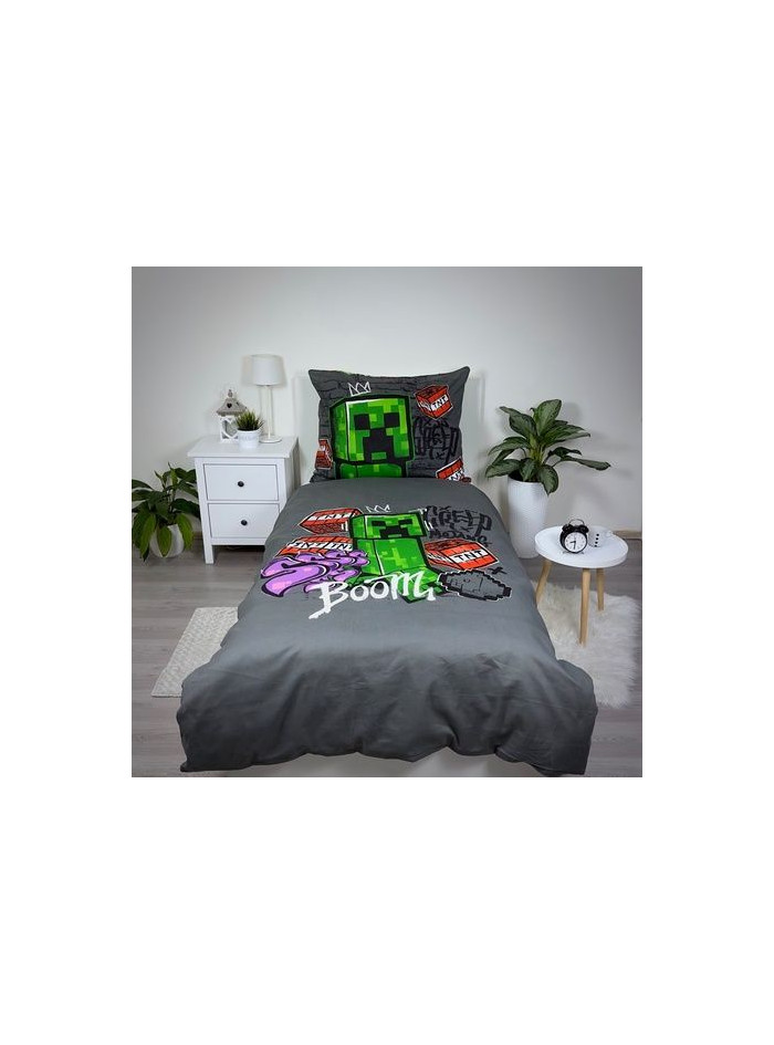 POŚCIEL 140x200 MINECRAFT CREEPER BOOM 100% BAWEŁNA
