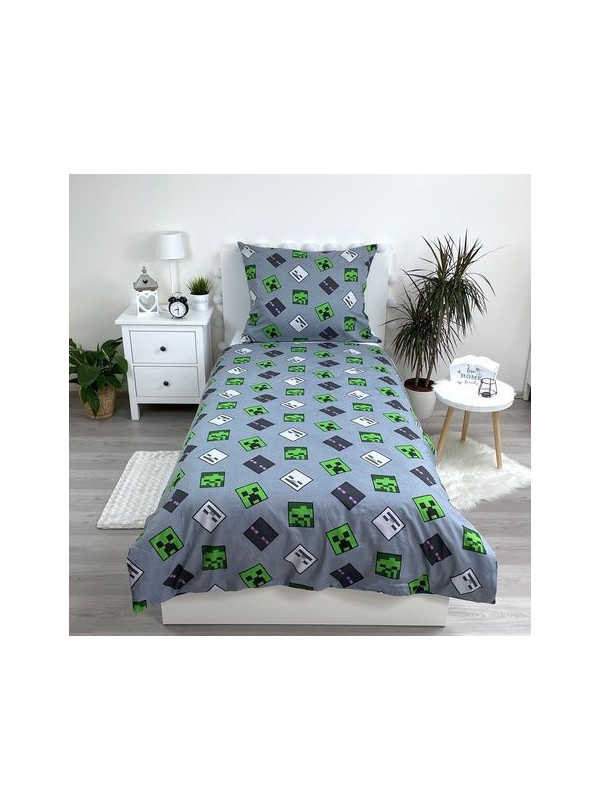 POŚCIEL ŚWIECĄCA W CIEMNOŚCI MINECRAFT 140x200 ZOMBIE SKELETON