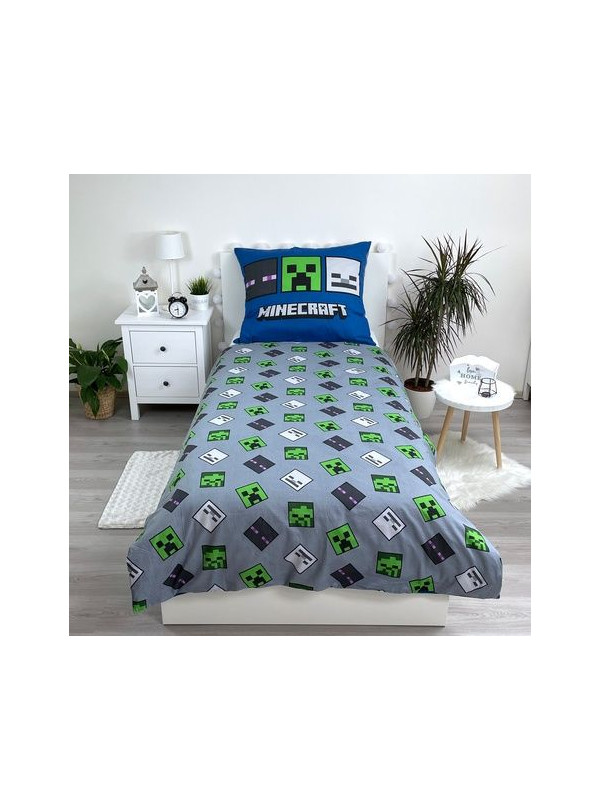 POŚCIEL ŚWIECĄCA W CIEMNOŚCI MINECRAFT 140x200 ZOMBIE SKELETON