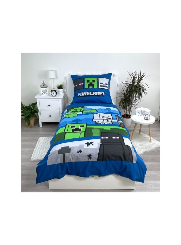 POŚCIEL ŚWIECĄCA W CIEMNOŚCI MINECRAFT 140x200 ZOMBIE SKELETON