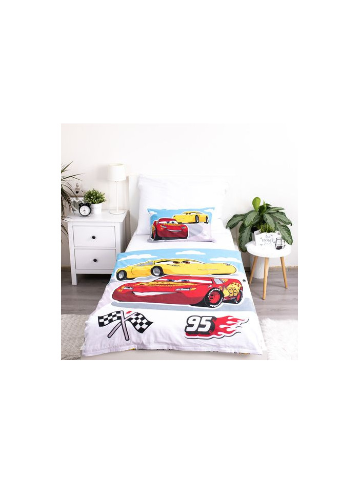 POŚCIEL DO ŁÓŻECZKA 100x135 cm AUTA ZYGZAK MC QUEEN CARS