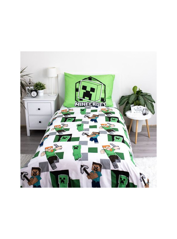 POŚCIEL 140x200 MINECRAFT ZIELONA ALEX STEVE CREEPER