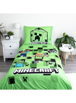 POŚCIEL 140x200 MINECRAFT ZIELONA ALEX STEVE CREEPER 2
