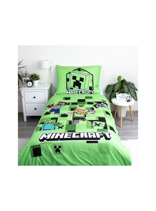 POŚCIEL 140x200 MINECRAFT ZIELONA ALEX STEVE CREEPER