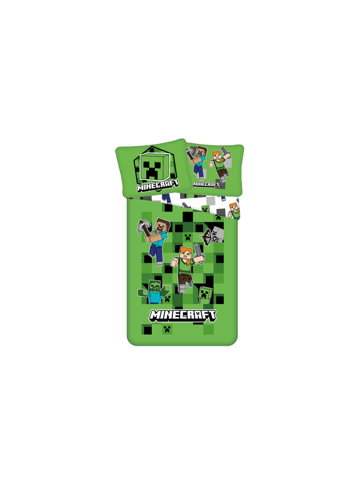 POŚCIEL 140x200 MINECRAFT ZIELONA ALEX STEVE CREEPER