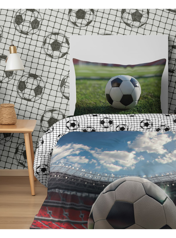 POŚCIEL MŁODZIEŻOWA 140x200 DLA PIŁKARZA PIŁKA NOŻNA STADION 5157_A