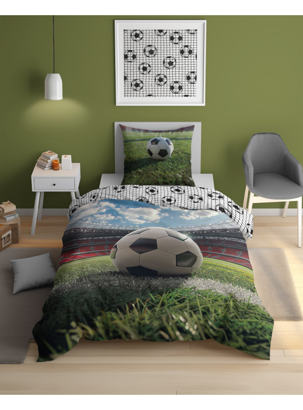 POŚCIEL MŁODZIEŻOWA 140x200 DLA PIŁKARZA PIŁKA NOŻNA STADION 5157_A