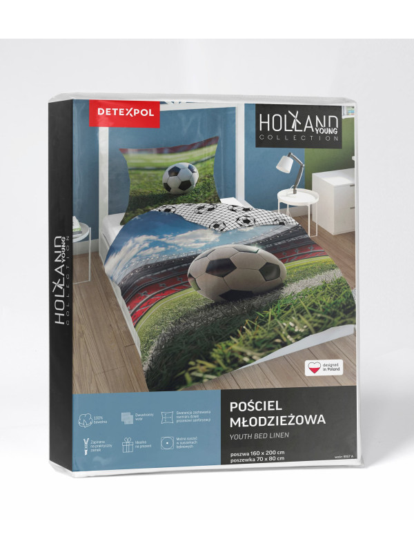 POŚCIEL MŁODZIEŻOWA 160x200 DLA PIŁKARZA PIŁKA NOŻNA STADION 5157_A