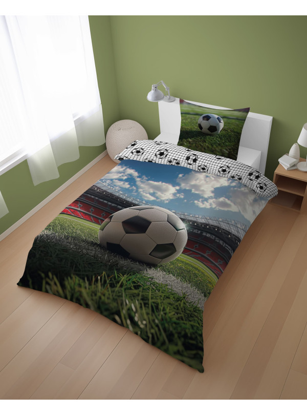 POŚCIEL MŁODZIEŻOWA 160x200 DLA PIŁKARZA PIŁKA NOŻNA STADION 5157_A