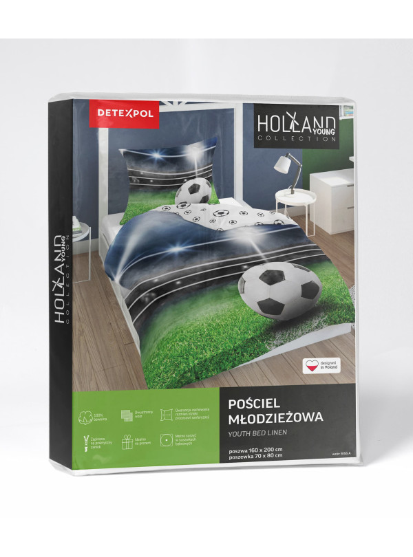 POŚCIEL MŁODZIEŻOWA 140x200 DLA PIŁKARZA PIŁKA NOŻNA STADION 5155_A