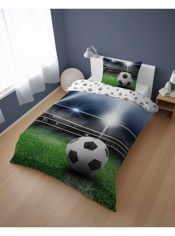 POŚCIEL MŁODZIEŻOWA 140x200 DLA PIŁKARZA PIŁKA NOŻNA STADION 5155_A