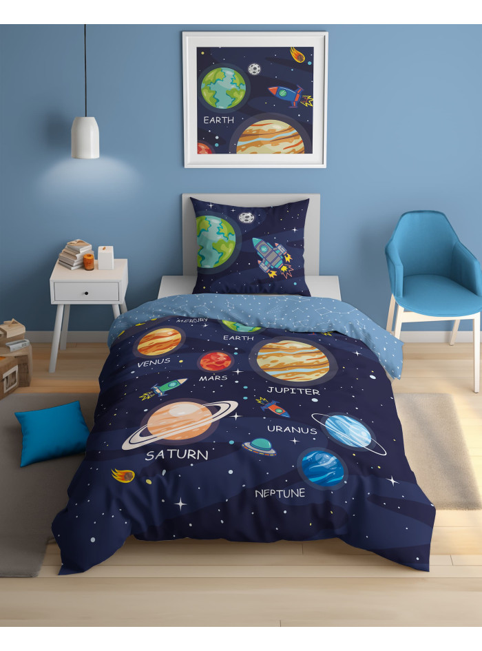 POŚCIEL MŁODZIEŻOWA 140x200 KOSMOS PLANETY 5150_A