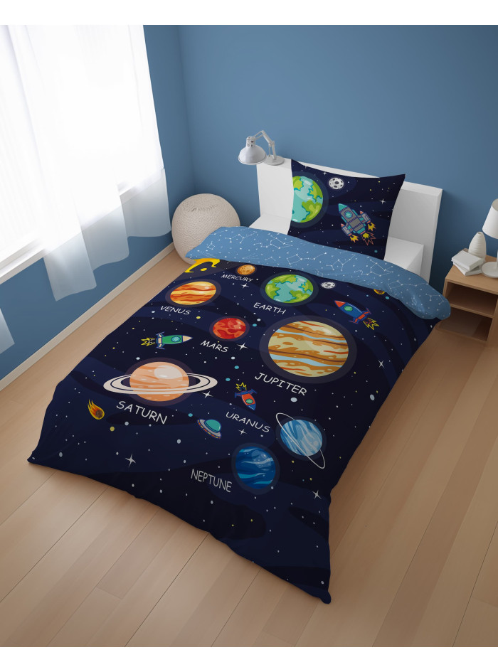 POŚCIEL MŁODZIEŻOWA 140x200 KOSMOS PLANETY 5150_A