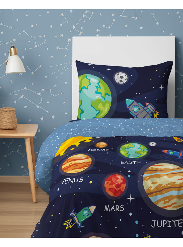 POŚCIEL MŁODZIEŻOWA 140x200 KOSMOS PLANETY 5150_A