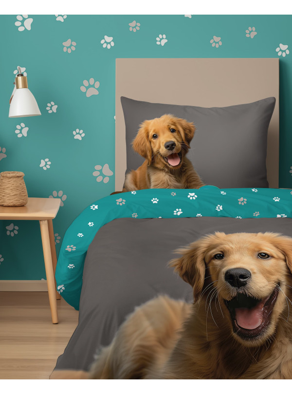 POŚCIEL MŁODZIEŻOWA 160x200 Z PSEM PIESEK PIES 5151_A