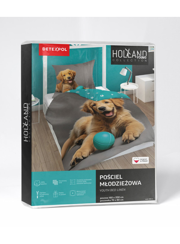 POŚCIEL MŁODZIEŻOWA 140x200 Z PSEM PIESEK PIES 5151_A