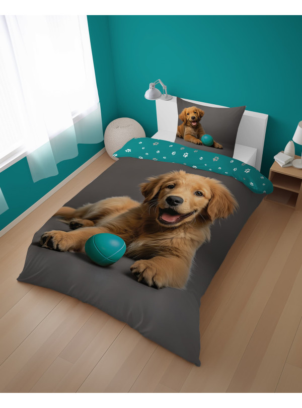 POŚCIEL MŁODZIEŻOWA 140x200 Z PSEM PIESEK PIES 5151_A