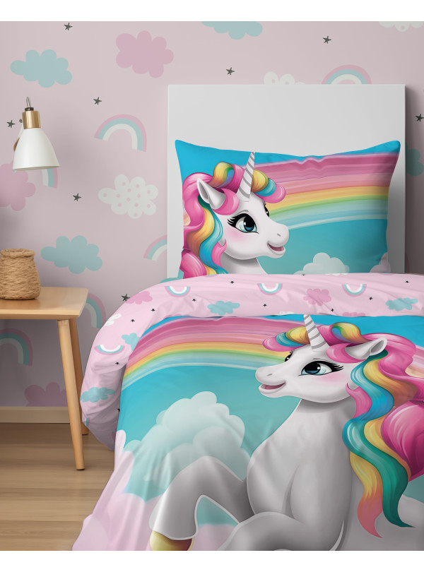 POŚCIEL MŁODZIEŻOWA 140x200 Z JEDNOROŻCEM 5153_A