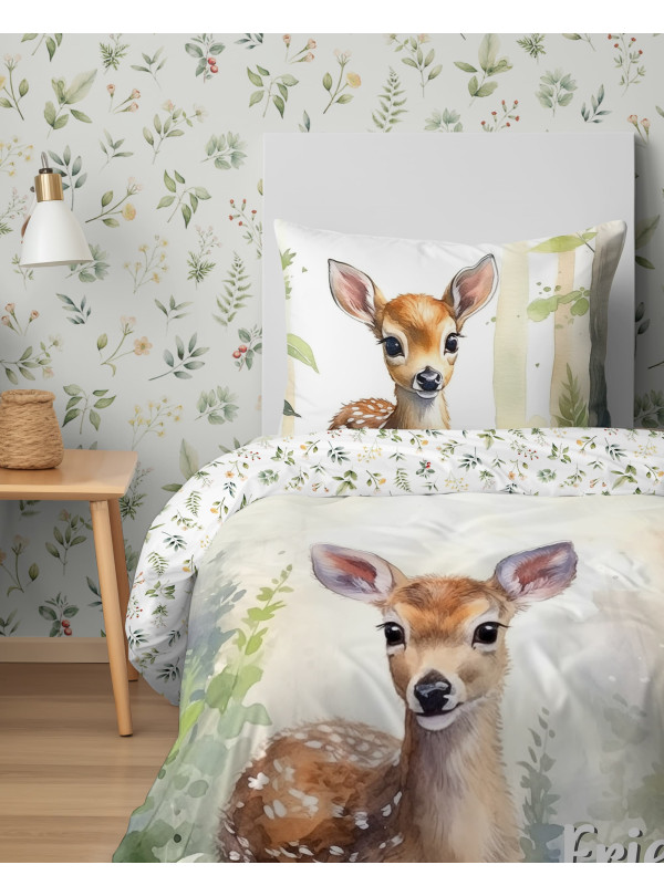 POŚCIEL MŁODZIEŻOWA 160x200 Z SARENKĄ ZIELONA 5156_A