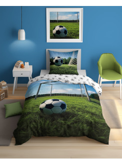 POŚCIEL 140x200 ŚWIECĄCA W CIEMNOŚCI PIŁKA NOŻNA BRAMKA 4906_A