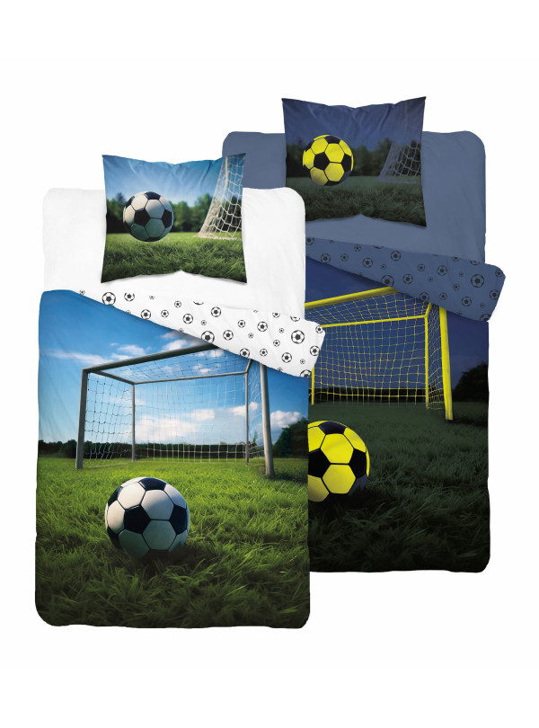 POŚCIEL 160x200 ŚWIECĄCA W CIEMNOŚCI PIŁKA NOŻNA BRAMKA 4906_A