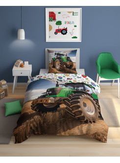 POŚCIEL 140x200 ŚWIECĄCA W CIEMNOŚCI ZIELONY TRAKTOR 4903_A