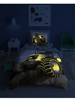 POŚCIEL 160x200 ŚWIECĄCA W CIEMNOŚCI ZIELONY TRAKTOR 4903_A 2