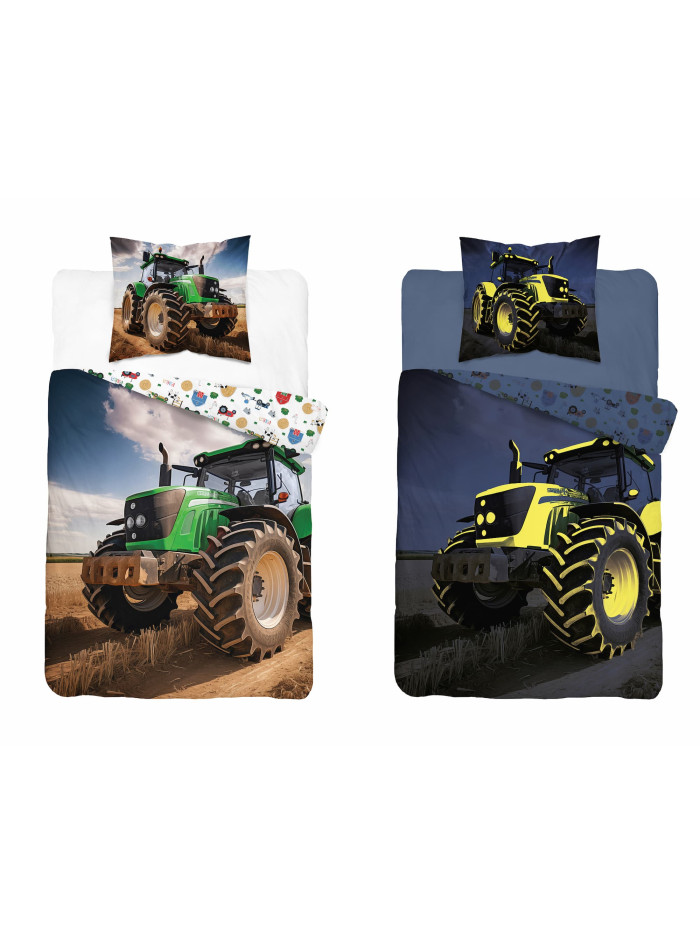 POŚCIEL 160x200 ŚWIECĄCA W CIEMNOŚCI ZIELONY TRAKTOR 4903_A