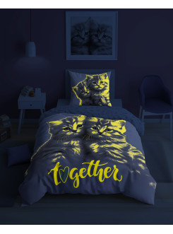 POŚCIEL 140x200 ŚWIECĄCA W CIEMNOŚCI SŁODKIE KOTKI 4907_A 2
