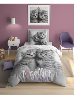 POŚCIEL 140x200 ŚWIECĄCA W CIEMNOŚCI SŁODKIE KOTKI 4907_A