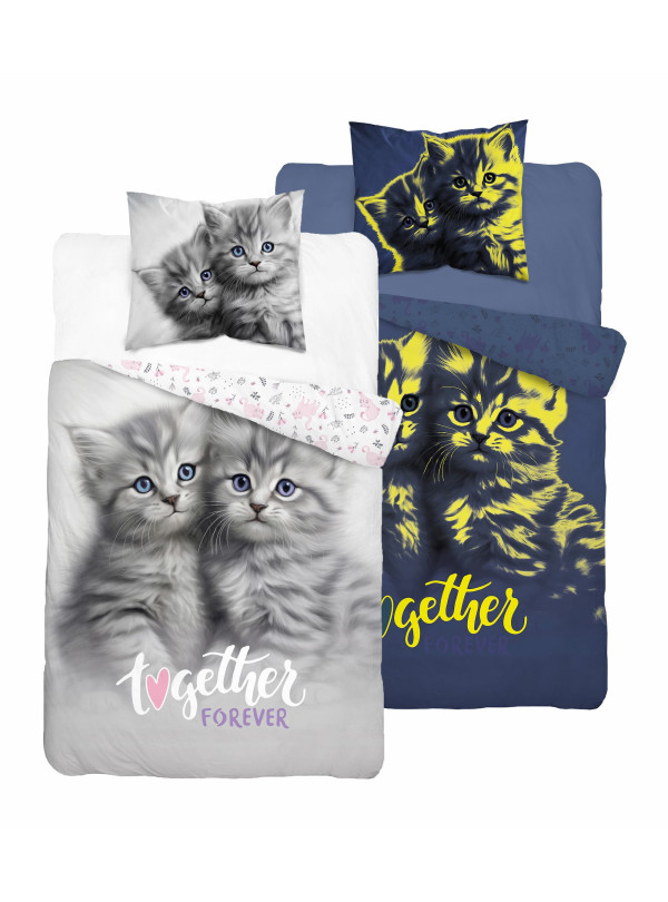POŚCIEL 140x200 ŚWIECĄCA W CIEMNOŚCI SŁODKIE KOTKI 4907_A