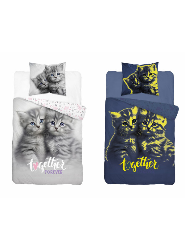 POŚCIEL 160x200 ŚWIECĄCA W CIEMNOŚCI SŁODKIE KOTKI 4907_A
