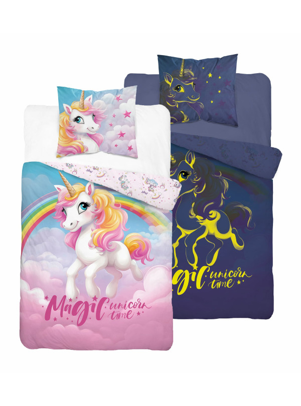 POŚCIEL 160x200 ŚWIECĄCA W CIEMNOŚCI JEDNOROŻEC RÓŻOWA 4910_A