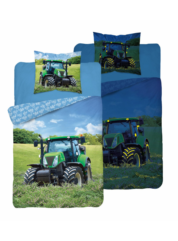 POŚCIEL 140x200 ŚWIECĄCA W CIEMNOŚCI ZIELONY TRAKTOR 3282_A