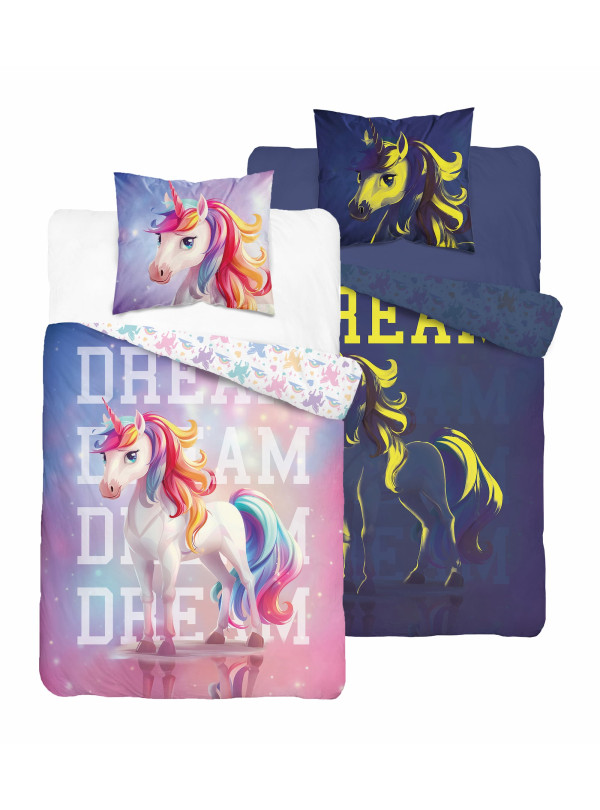 POŚCIEL 160x200 ŚWIECĄCA W CIEMNOŚCI JEDNOROŻEC DREAM 5208_A