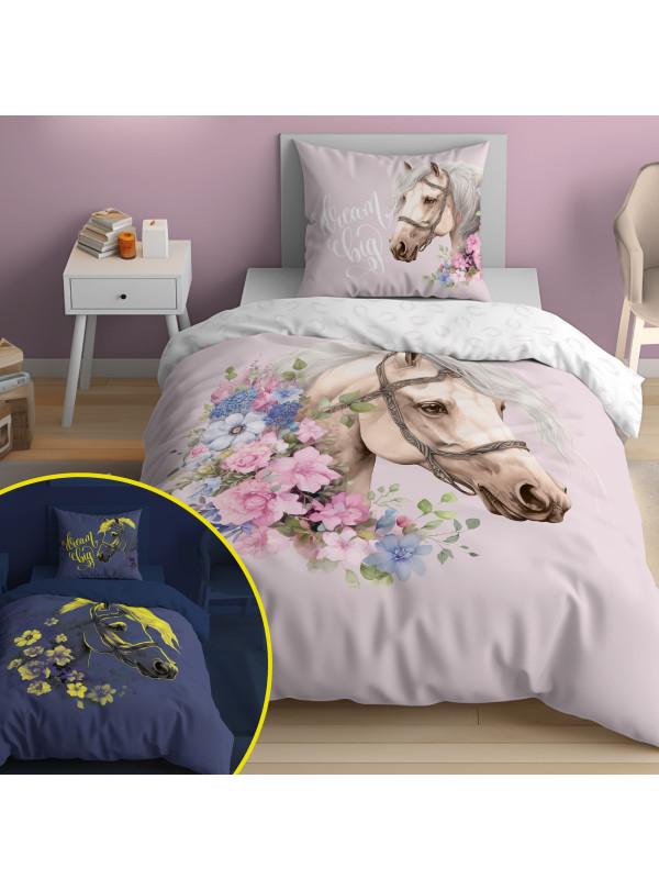 POŚCIEL 140x200 ŚWIECĄCA W CIEMNOŚCI Z KONIEM KOŃ 5212_A