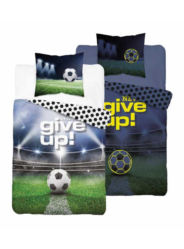 POŚCIEL 160x200 ŚWIECĄCA W CIEMNOŚCI PIŁKA NOŻNA NEVER GIVE UP 4640_A