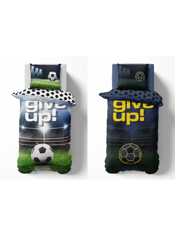 POŚCIEL 160x200 ŚWIECĄCA W CIEMNOŚCI PIŁKA NOŻNA NEVER GIVE UP 4640_A