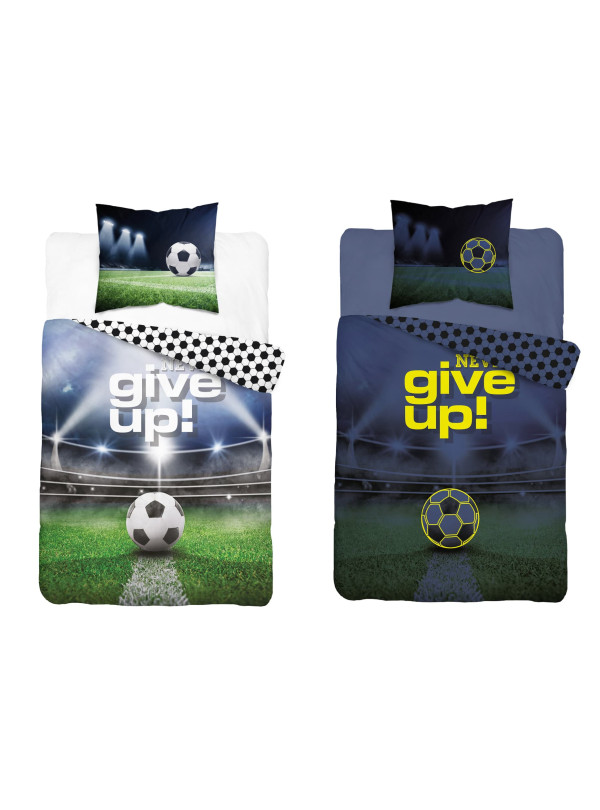 POŚCIEL 160x200 ŚWIECĄCA W CIEMNOŚCI PIŁKA NOŻNA NEVER GIVE UP 4640_A