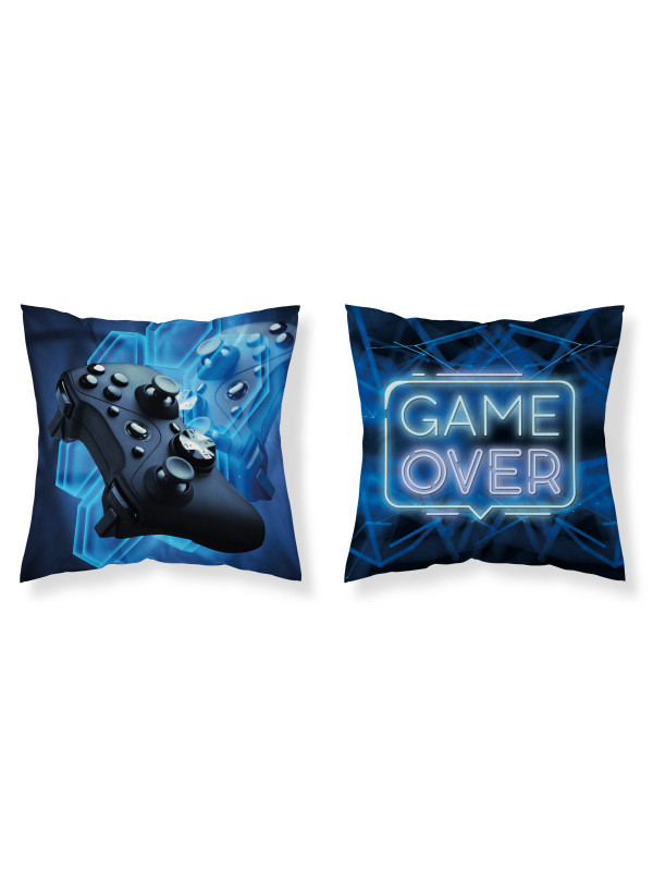 POSZEWKA NA PODUSZKĘ JAŚKA 40x40 GAME OVER PAD NIEBIESKA