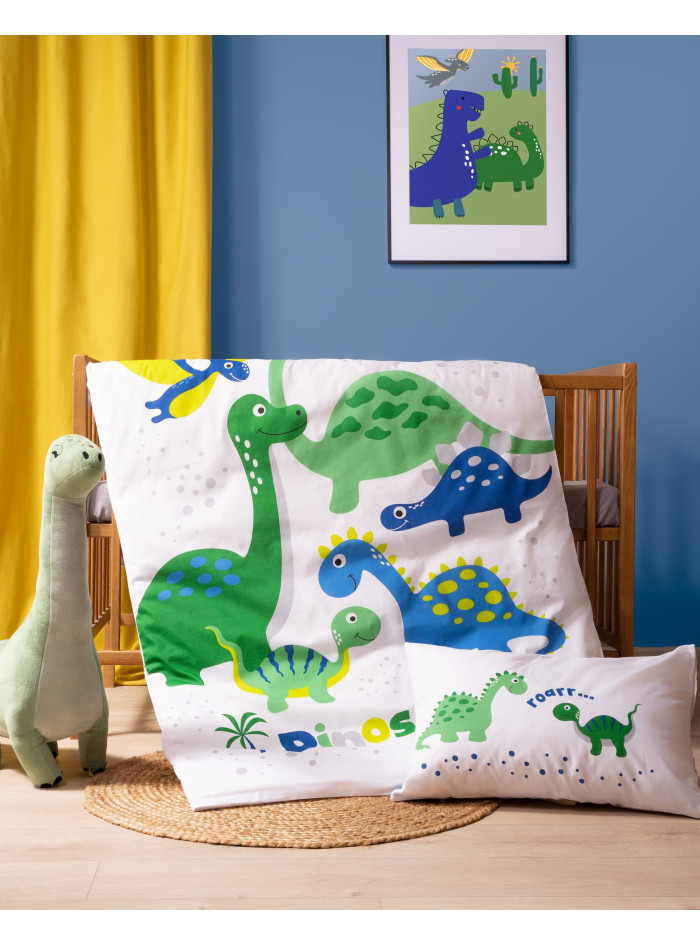 POŚCIEL DO ŁÓŻECZKA 100x135 BAMBUSOWA DINOZAURY 3948_B