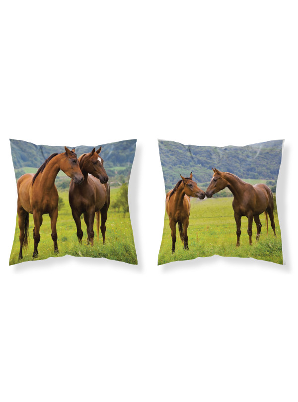 POSZEWKA NA PODUSZKĘ JAŚKA 40x40 KONIE NA ŁĄCE