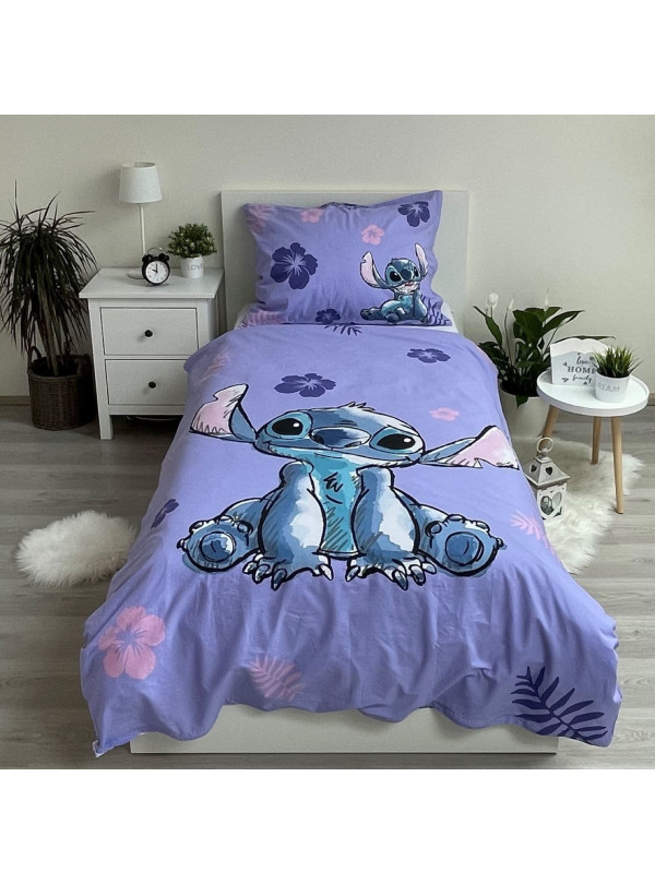 KOMPLET POŚCIELI MŁODZIEŻOWEJ 140x200 LILO I STITCH DISNEY FIOLETOWY LS-01