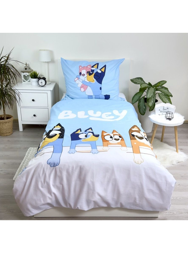 POŚCIEL BLUEY 140x200 BLUE I BINGO Z RODZINĄ BL-02