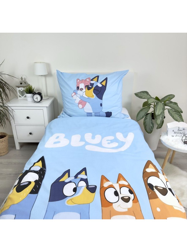 POŚCIEL BLUEY 140x200 BLUE I BINGO Z RODZINĄ BL-02