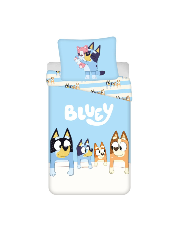 POŚCIEL BLUEY 140x200 BLUE I BINGO Z RODZINĄ BL-02