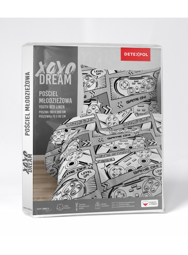 POŚCIEL MŁODZIEŻOWA 160x200 DLA GRACZA PAD SZARA 5445_A