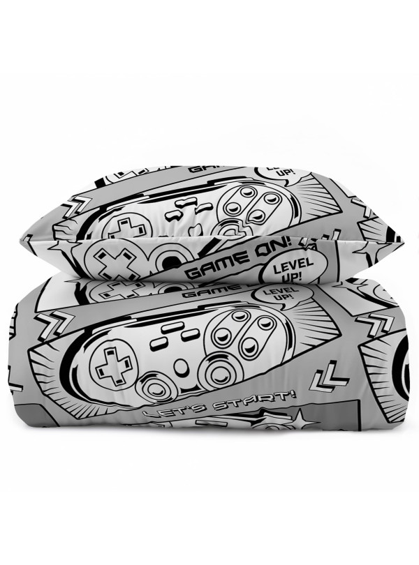 POŚCIEL MŁODZIEŻOWA 160x200 DLA GRACZA PAD SZARA 5445_A